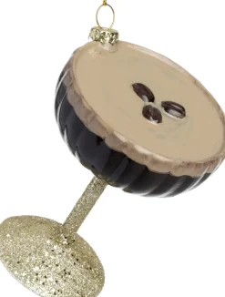 Intratuin kerst ornament espresso martini goud / bruin 6,5 x 6,5 x 8,5 cm