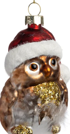 Intratuin kerst ornament Fauna uil bruin 5,4 x 3,8 x 8,8 cm