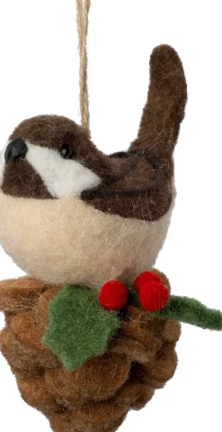 Intratuin kerst ornament Fauni vogel bruin 6 x 9 x 12 cm