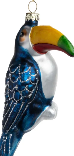 Intratuin kerst ornament Fauna toekan blauw 4,5 x 6 x 12 cm