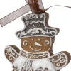 Intratuin kerst ornament Freese gemberkoek sneeuwpop bruin / wit 8,7 x 1,5 x 7 cm