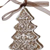 Intratuin kerst ornament Freese gemberkoek kerstboom bruin / wit 9,5 x 9,5 x 2,8 cm