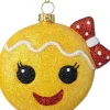 Intratuin kerst ornament gingerbread gezicht geel / rood 9,6 x 3 x 8,1 cm