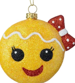 Intratuin kerst ornament gingerbread gezicht geel / rood 9,6 x 3 x 8,1 cm
