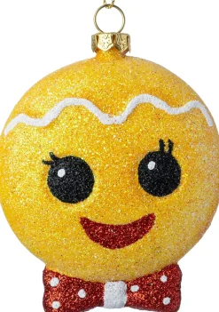 Intratuin kerst ornament gingerbread gezicht geel / rood 8 x 3 x 9,1 cm