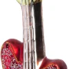 Intratuin kerst ornament gitaar rood / wit 6 x 2,4 x 14,8 cm