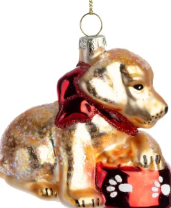 Intratuin kerst ornament golden retriever goud 7,6 x 5,4 x 6,8 cm