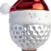 Intratuin kerst ornament golfbal met kerstmuts rood / wit 6,4 x 5,4 x 11,5 cm