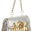 Intratuin kerst ornament handtas wit / goud 8 x 3,5 x 6,8 cm