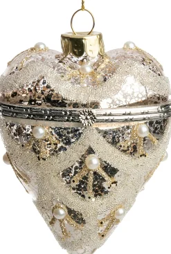Intratuin kerst ornament hart zilver 6,5 x 5,5 x 9 cm