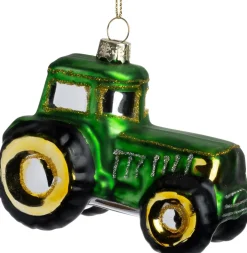 Intratuin kerst ornament Harm tractor groen 9,3 x 5,2 x 7,5 cm