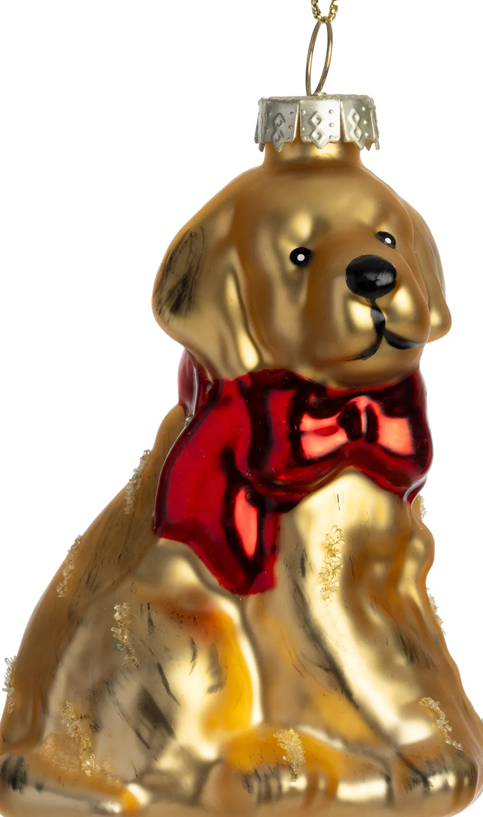 Intratuin kerst ornament hond rood / goud 6,5 x 5,5 x 8 cm