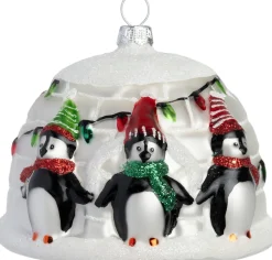 Intratuin kerst ornament iglo zwart / wit 10 x 10 x 7,7 cm