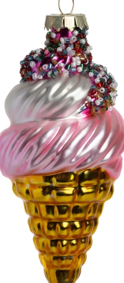 Intratuin kerst ornament ijsje goud / roze 6 x 6 x 13 cm