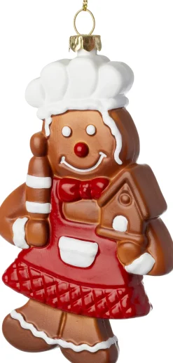 Intratuin kerst ornament Ingvar gemberkoekvrouw bruin 8 x 2,3 x 13,5 cm