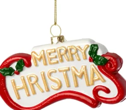 Intratuin kerst ornament Jule merry christmas wit 12,5 x 1,9 x 7 cm