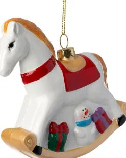 Intratuin kerst ornament Jule hobbelpaard wit 10,5 x 3 x 11 cm
