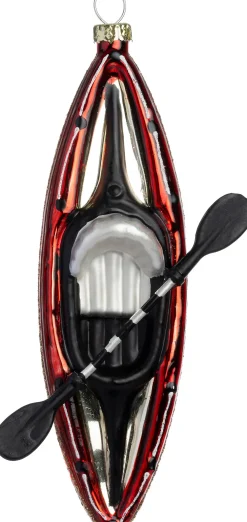 Intratuin kerst ornament kano rood 8,5 x 3,1 x 14,4 cm