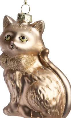 Intratuin kerst ornament kat bruin 9,3 x 6,3 x 4,5 cm