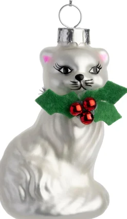 Intratuin kerst ornament kat wit 5 x 4 x 8 cm