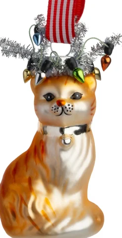 Intratuin kerst ornament kat oranje 5 x 4 x 9 cm
