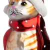 Intratuin kerst ornament kat wit / rood 4,2 x 4,6 x 9,7 cm