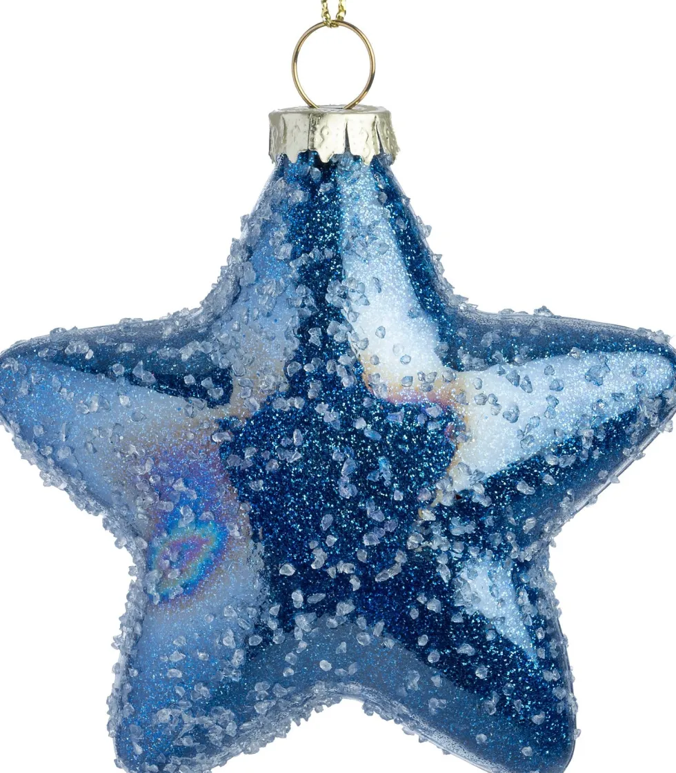 Intratuin kerst ornament Kerni ster blauw 8 x 3,5 x 8 cm