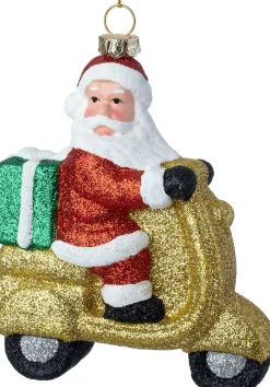 Intratuin kerst ornament kerstman scooter goud / rood / wit 9,6 x 3,8 x 11 cm