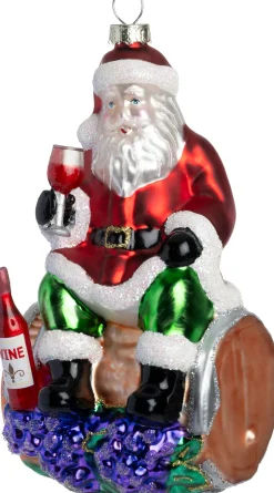 Intratuin kerst ornament kerstman wijnglas 7,7 x 8,3 x 14,2 cm