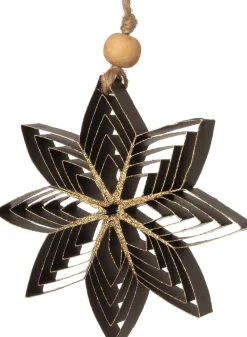 Intratuin kerst ornament kerstster Florian zwart / goud D 15 cm