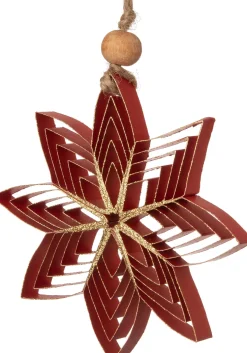 Intratuin kerst ornament kerstster Florian rood / goud D 15 cm