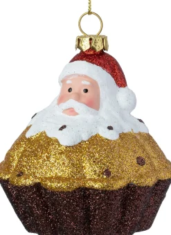 Intratuin kerst ornament kerstman cupcake bruin / wit D 7,5 H 7,5 cm