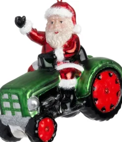 Intratuin kerst ornament kerstman trekker rood / groen 10,1 x 5,3 x 9,5 cm