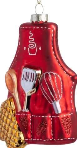 Intratuin kerst ornament keukenschort rood 11,2 x 7 x 3,4 cm