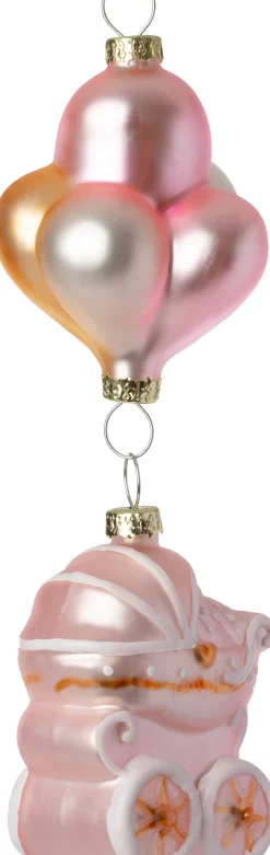 Intratuin kerst ornament kinderwagen roze 6 x 3 x 15,2 cm