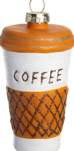 Intratuin kerst ornament koffie oranje / wit D 5 H 9 cm