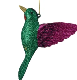 Intratuin kerst ornament kolibri groen / paars 10,6 x 4,3 x 11,7 cm