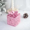 Intratuin kerst ornament Lahja cadeau roze streep 6 x 6 x 8,5 cm