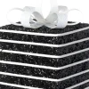 Intratuin kerst ornament Lahja cadeau zwart streep 6 x 6 x 8,5 cm