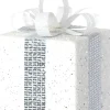 Intratuin kerst ornament Lahja cadeau wit glitter 8 x 8 x 12 cm