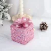 Intratuin kerst ornament Lahja cadeau roze bepareld 6 x 6 x 8,5 cm