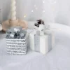 Intratuin kerst ornament Lahja cadeau zilver streep 6 x 6 x 8,5 cm