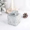 Intratuin kerst ornament Lahja cadeau zilver bepareld 6 x 6 x 8,5 cm