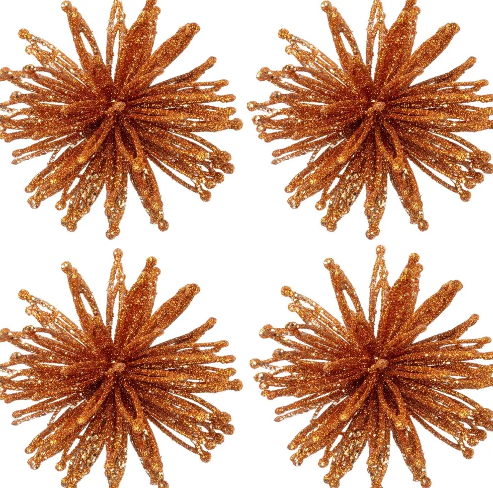 Intratuin kerst ornament Leoben oranje D 10 cm 4 stuks