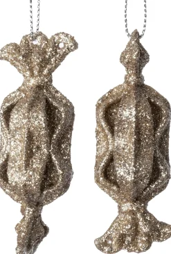 Intratuin kerst ornament Lita snoep beige D 2,5 H 7,5 cm 2 stuks