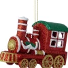 Intratuin kerst ornament locomotief rood / goud / groen 11,8 x 4,3 x 6,6 cm