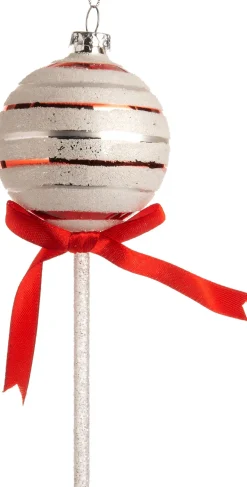 Intratuin kerst ornament Lolly wit / rood D 5,5 H 15 cm
