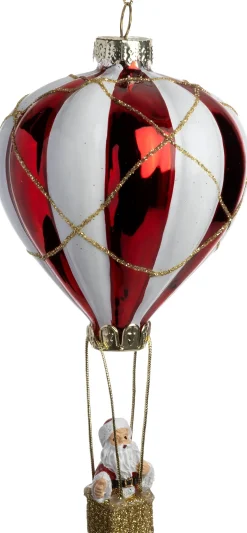 Intratuin kerst ornament luchtballon zilver / rood / wit D 7,5 x H 14 cm