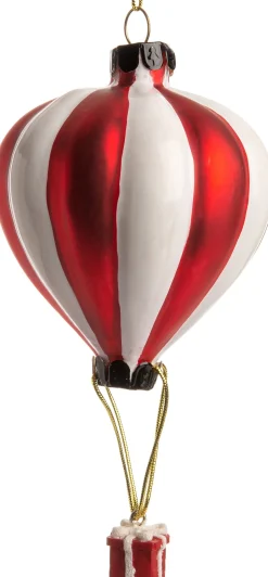 Intratuin kerst ornament Luchtballon rood / wit D 7,5 H 15 cm