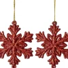 Intratuin kerst ornament Milou sneeuwvlok rood 5,5 x 1 x 6,5 cm 2 stuks